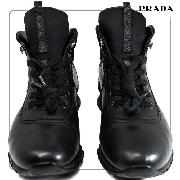 Prada Men's Leather High Top Sneaker Boots (size 11 US) - Picture 13 of 14